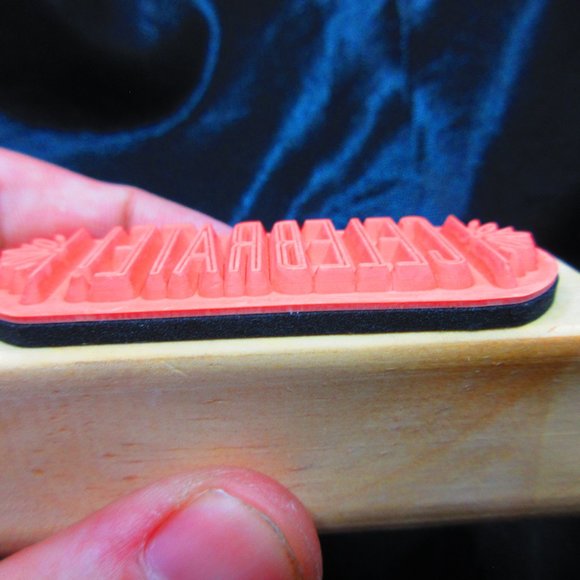 Celebrate! Wood Mounted Stamp 1" x 3" - Picture 3 of 3